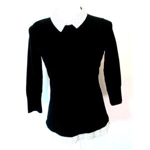 White House Black Market Women's 3/4 Sleeve Black Zip Back Sweater Size XS